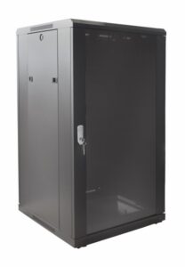 RACK 19POL X 24U X 573MM FECHADO PISO VIDRO SLD FME PRETO