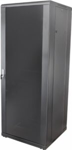 RACK 19POL X 36U X 800MM FECHADO PISO VIDRO SLD FME PRETO