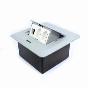 CAIXA DE MESA PRATIK C/ 2 BLOCOS ELET + 1 BLOCO RJ45 PRATA