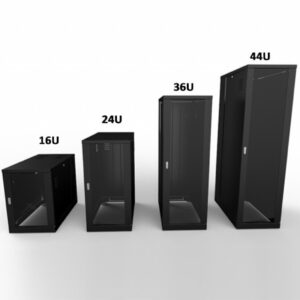 RACK 19POL X 16U X 660MM FECHADO PISO VIDRO SLD FME PRETO