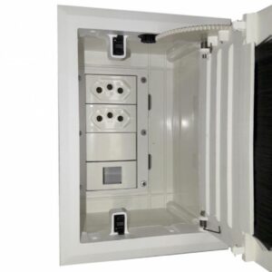 CAIXA OPENBOX ABS CINZA C/ 1 RJ45, 1 BL CEGO, 2 ELET