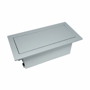 CAIXA DE MESA EMBUTIR P/ 4 BLOCOS TAMPA RETRATIL- CINZA – FACILITY
