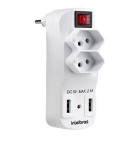 REGUA C/ 02 TOMADAS C/ DISJUNTOR+02 USB 5V 2.1A – EAC 1002