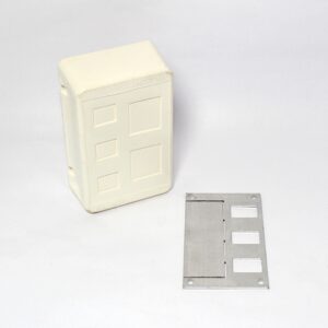 PORTA EQUIPAMENTO P/ 3 RJ45 + 2 TOM S/ COLAR BRANCO
